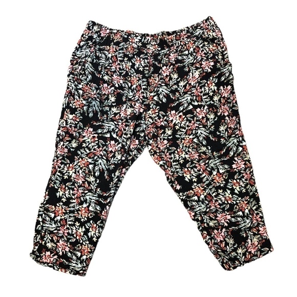 JESSICA SIMPSON Pants Women's Size XXL Black Pink Ankle Length Floral - Picture 3 of 13